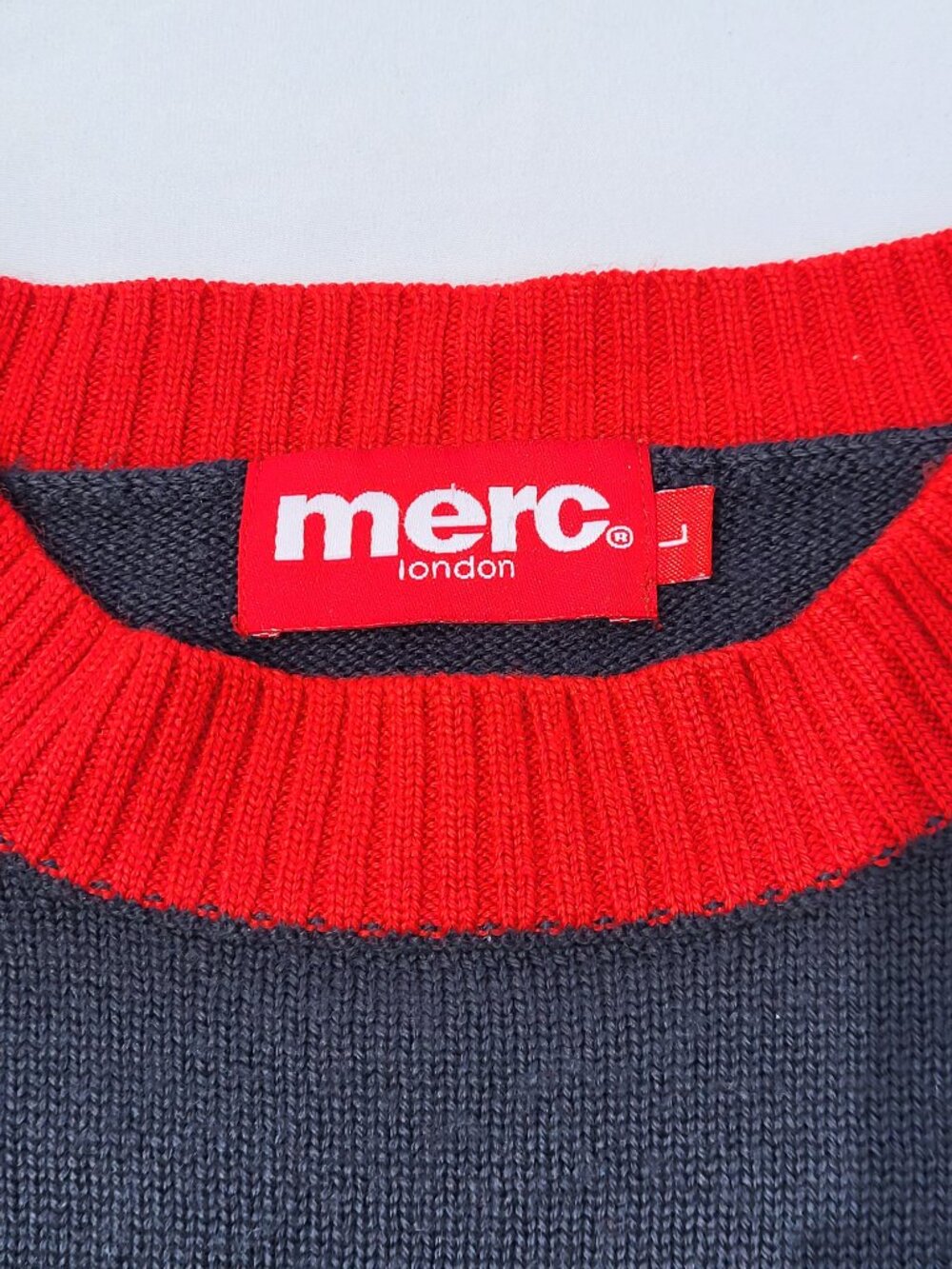 Merc London Sweater Men's Large Colorblock Preppy Retro Wool Blend - Picture 3 of 7
